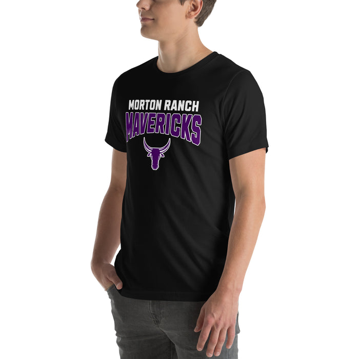 Man wearing Morton Ranch High School Mavericks Premium Black Unisex T-shirt 234