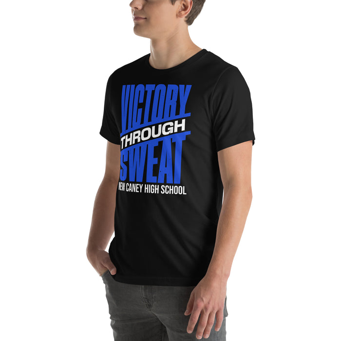 Man wearing New Caney High School Eagles Black Premium Unisex T-shirt 241