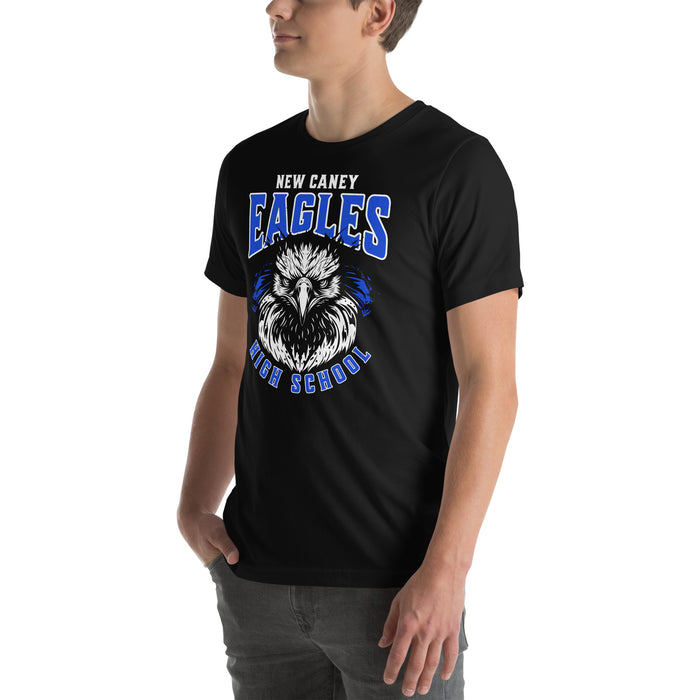 Man wearing New Caney High School Eagles Black Premium Unisex T-shirt 213