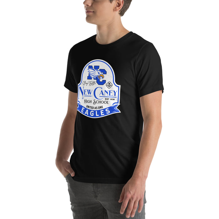 Man wearing New Caney High School Eagles Black Premium Unisex T-shirt 219