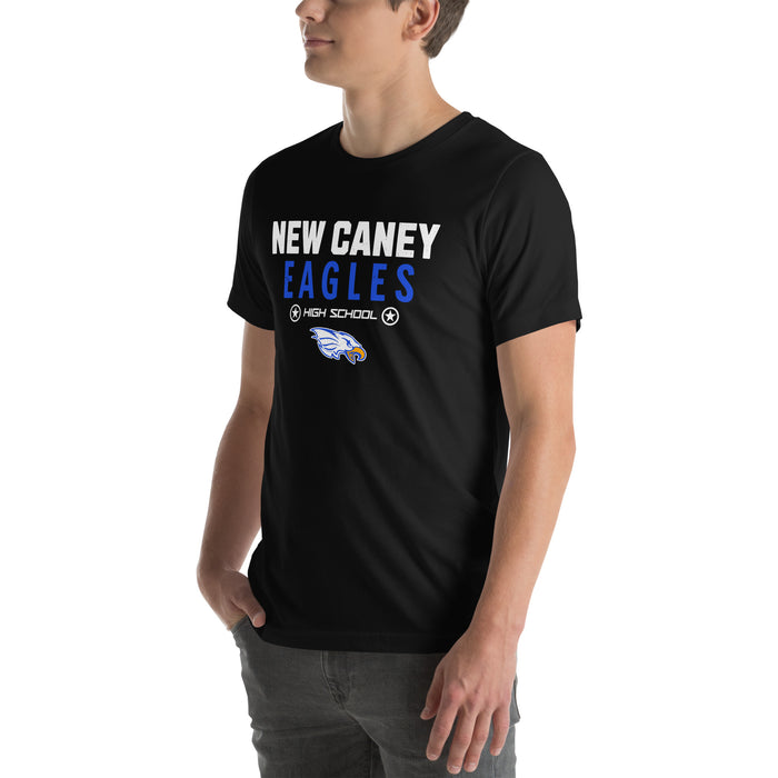 Man wearing New Caney High School Eagles Black Premium Unisex T-shirt 003