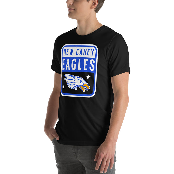 Man wearing New Caney High School Eagles Black Premium Unisex T-shirt 001