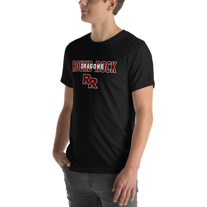 Man wearing Round Rock High School Dragons Black Premium Unisex T-shirt 227