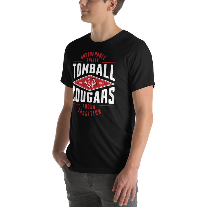 Man wearing Tomball High School Cougars Black Premium Unisex T-shirt 210