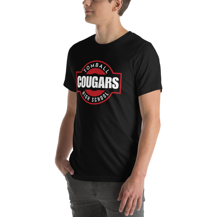 Man wearing Tomball High School Cougars Black Premium Unisex T-shirt 011
