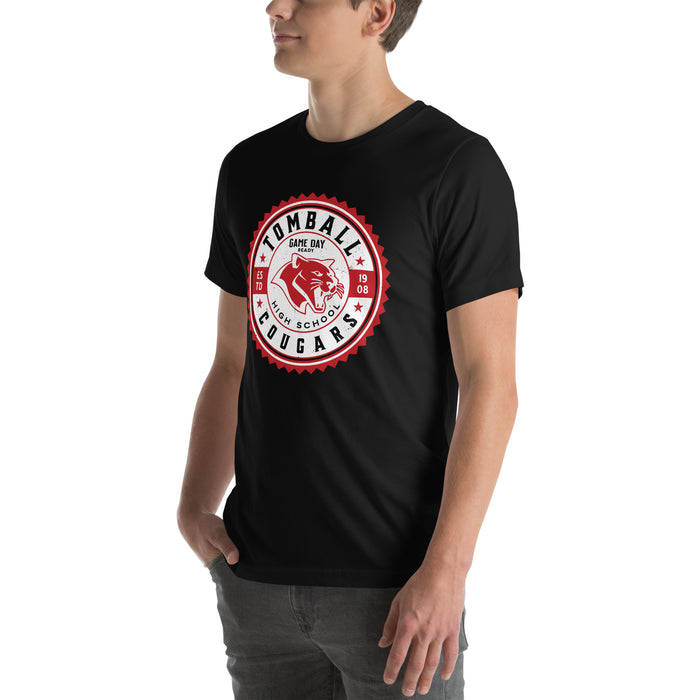 Man wearing Tomball High School Cougars Black Premium Unisex T-shirt 203