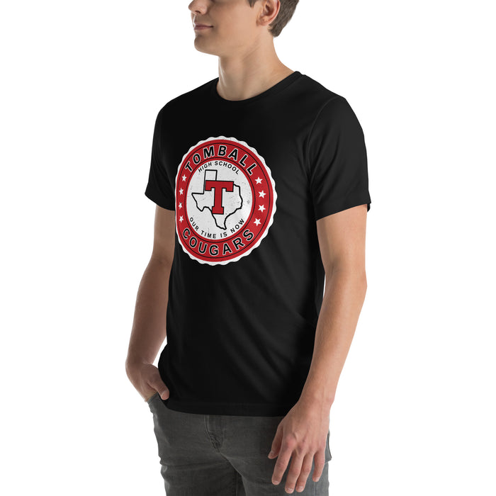 Man wearing Tomball High School Cougars Black Premium Unisex T-shirt 216