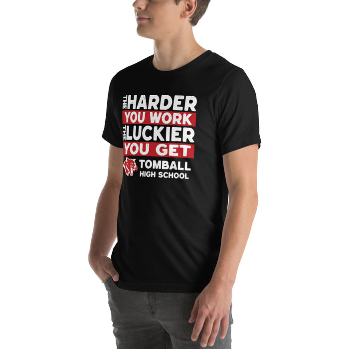 Man wearing Tomball High School Cougars Black Premium Unisex T-shirt 238