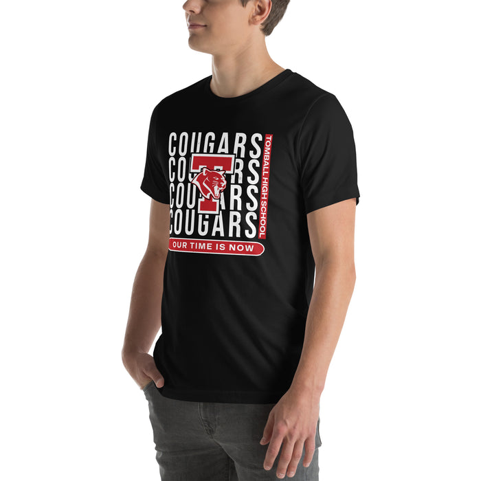 Man wearing Tomball High School Cougars Black Premium Unisex T-shirt 235