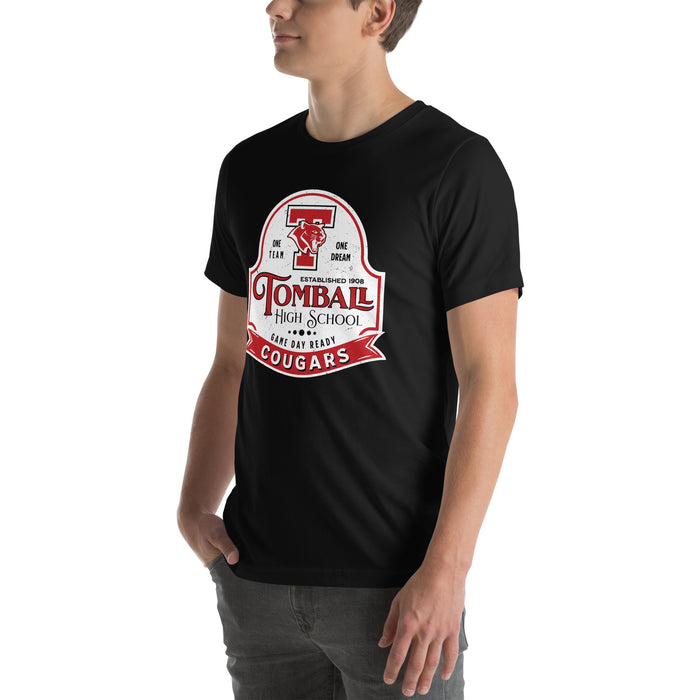Man wearing Tomball High School Cougars Black Premium Unisex T-shirt 219