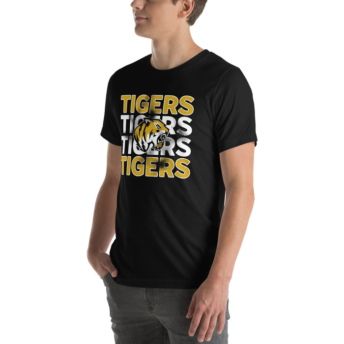 Man wearing Tomball West High School Tigers Black Premium Unisex T-shirt 233