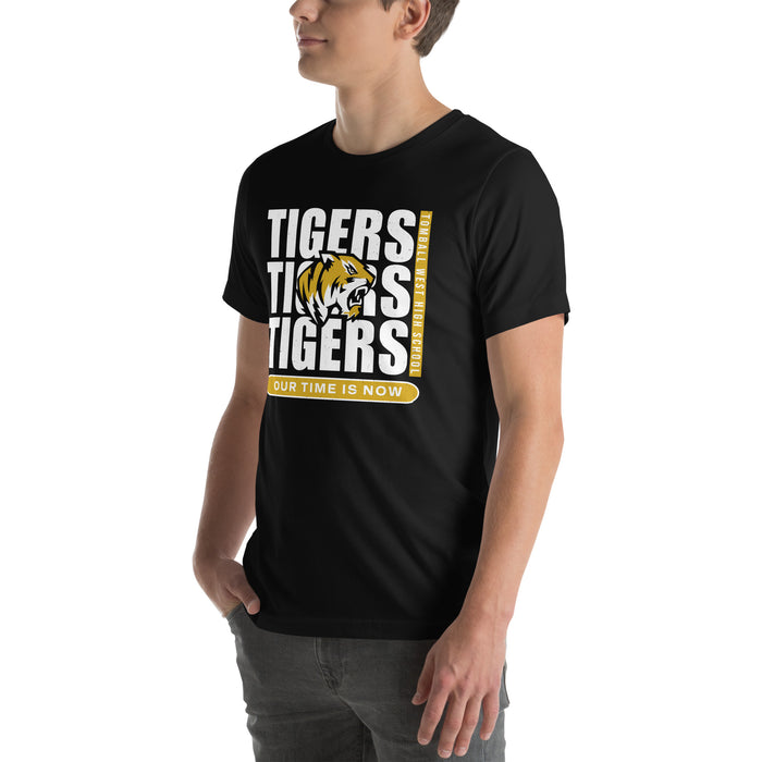 Man wearing Tomball West High School Tigers Black Premium Unisex T-shirt 235