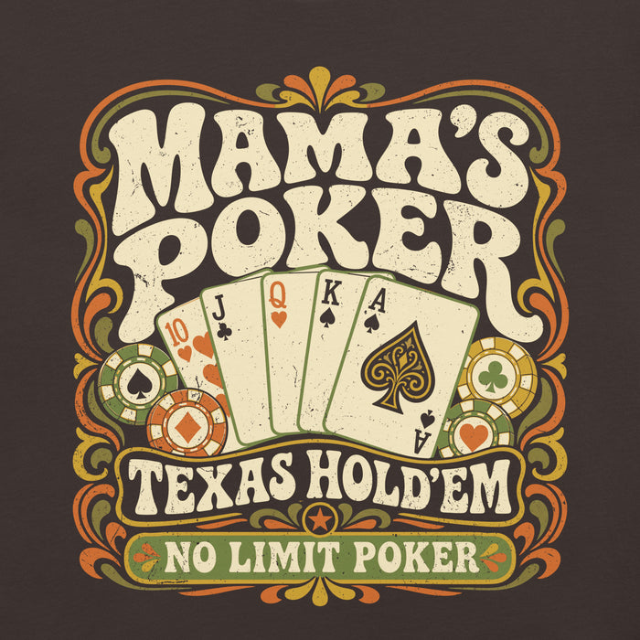 Close-up view of Mama's Poker Premium Unisex T-shirt 225