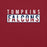 Close-up view of Tompkins High School Falcons Cardinal Red Premium Unisex T-shirt 031