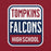 Close-up view of Tompkins High School Falcons Cardinal Red Premium Unisex T-shirt 001