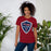 Woman wearing Tompkins High School Falcons Cardinal Red Premium Unisex T-shirt 225