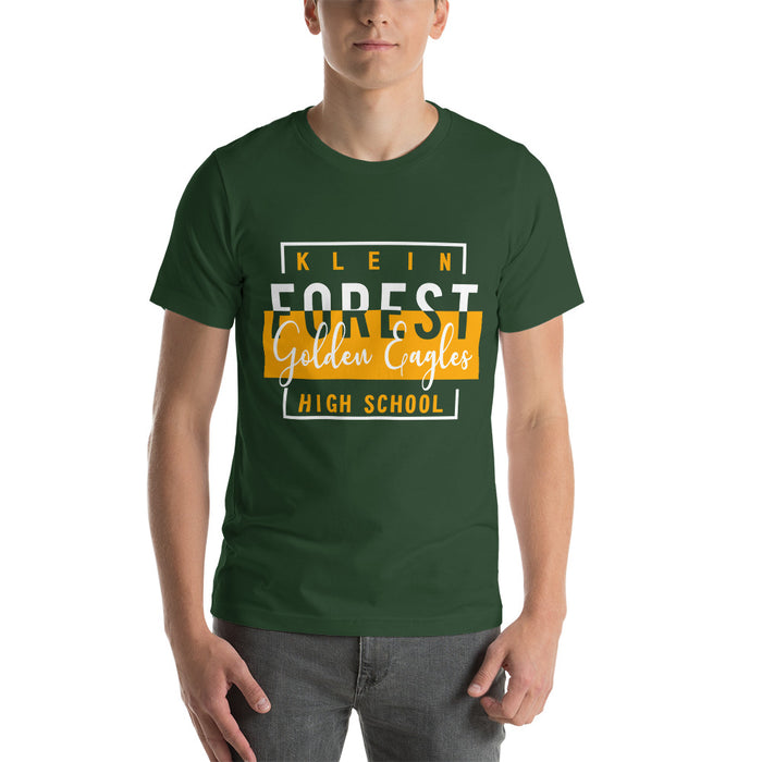 Man wearing a Klein Forest High School Premium Forest Green Unisex T-shirt 05