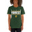 Woman wearing a Klein Forest High School Premium Forest Green Unisex T-shirt 07