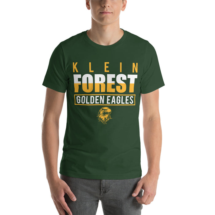 Man wearing a Klein Forest High School Premium Forest Green Unisex T-shirt 29