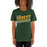 Woman wearing a Klein Forest High School Premium Forest Green Unisex T-shirt 32