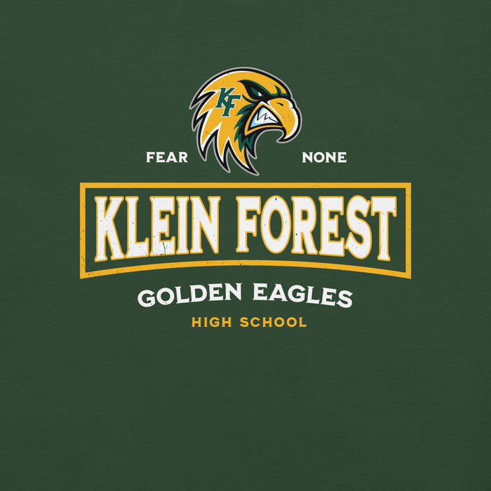 Close-up view of Klein Forest High School Golden Eagles Premium Forest Green Unisex T-shirt 202