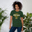 Woman wearing Klein Forest High School Golden Eagles Premium Forest Green Unisex T-shirt 034