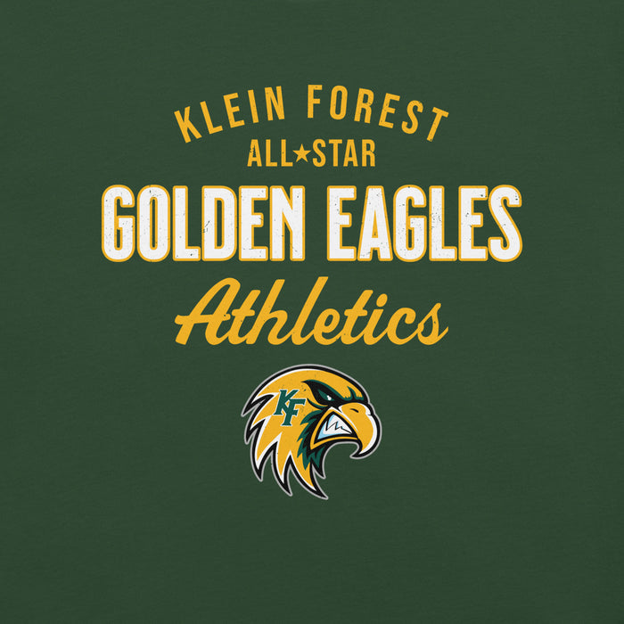 Close-up view of Klein Forest High School Golden Eagles Premium Forest Green Unisex T-shirt 034