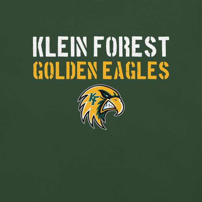 Close-up view of Klein Forest High School Golden Eagles Premium Forest Green Unisex T-shirt 017