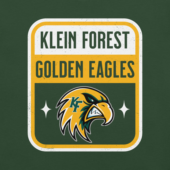 Close-up vie wof Klein Forest High School Golden Eagles Premium Forest Green Unisex T-shirt 001