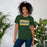 Woman wearing Klein Forest High School Golden Eagles Premium Forest Green Unisex T-shirt 098