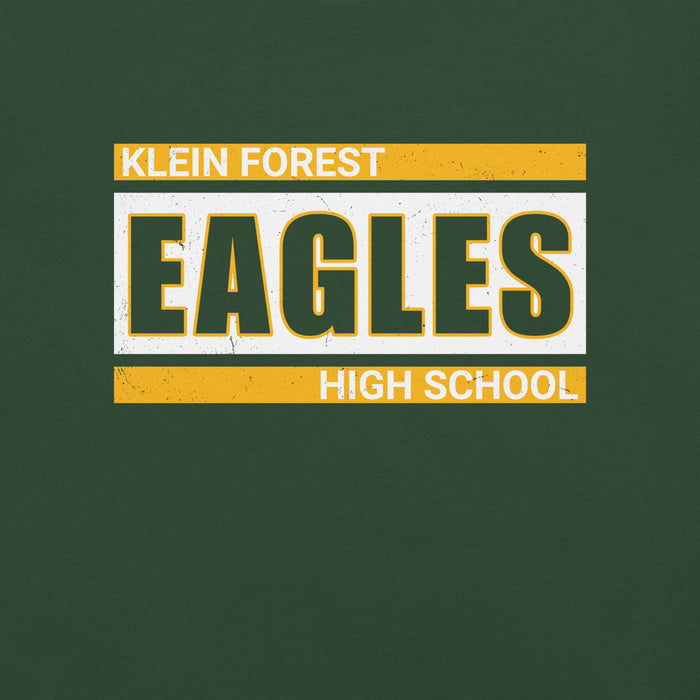 Close-up view of Klein Forest High School Golden Eagles Premium Forest Green Unisex T-shirt 098