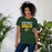 Woman wearing Klein Forest High School Golden Eagles Premium Forest Green Unisex T-shirt 024