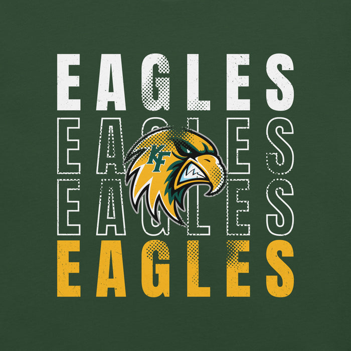 Close-up view of Klein Forest High School Golden Eagles Premium Forest Green Unisex T-shirt 233