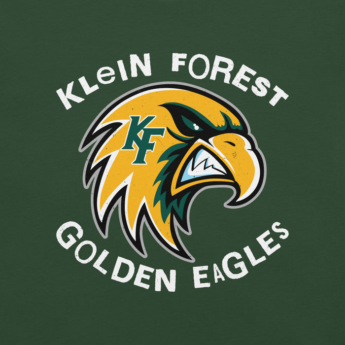 Close-up view of Klein Forest High School Golden Eagles Premium Forest Green Unisex T-shirt 228