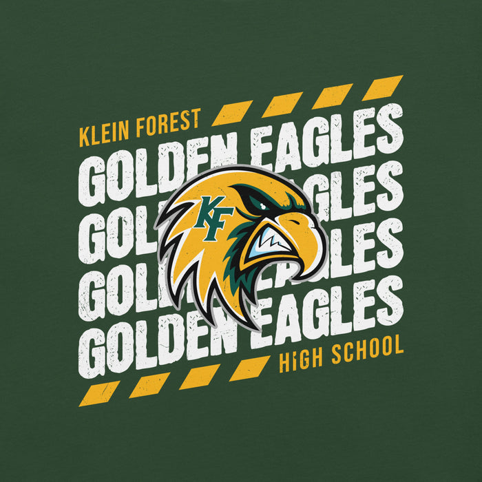 Close-up view of Klein Forest High School Golden Eagles Premium Forest Green Unisex T-shirt 223