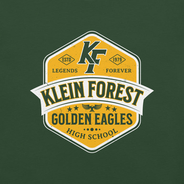 Close-up view of Klein Forest High School Golden Eagles Premium Forest Green Unisex T-shirt 209