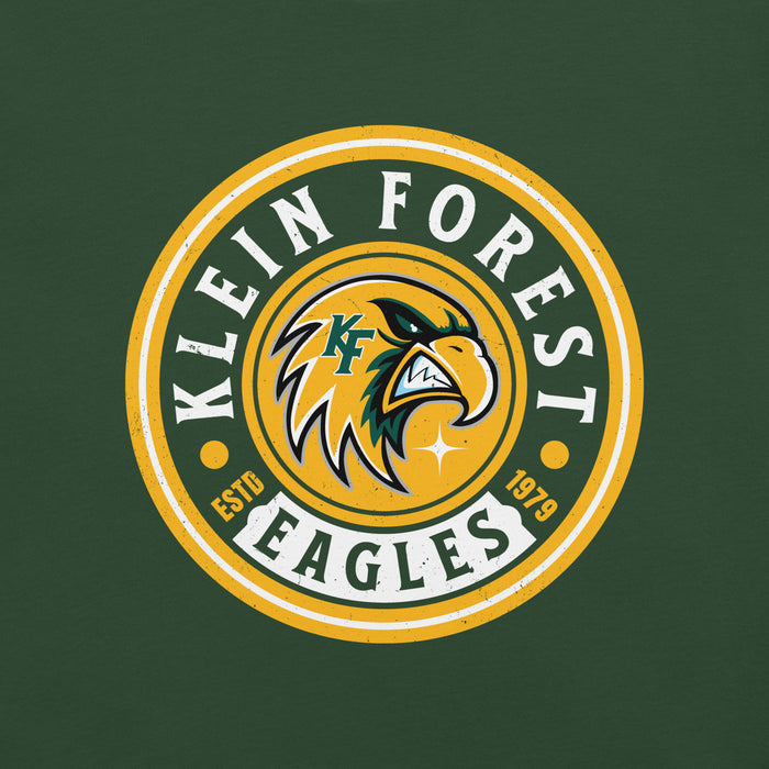 Close-up view of Klein Forest High School Golden Eagles Premium Forest Green Unisex T-shirt 220