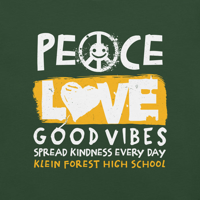 Close-up view of Klein Forest High School Golden Eagles Premium Forest Green Unisex T-shirt 240