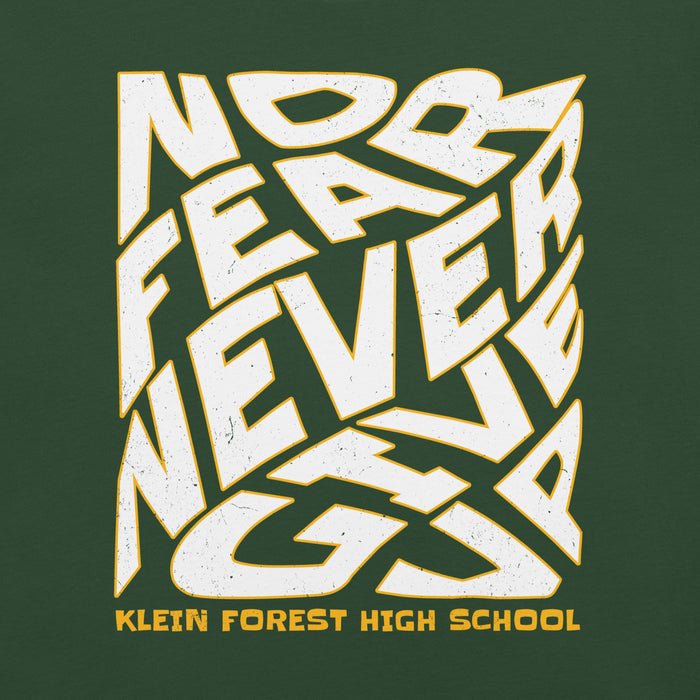 Close-up view of Klein Forest High School Golden Eagles Premium Forest Green Unisex T-shirt 236