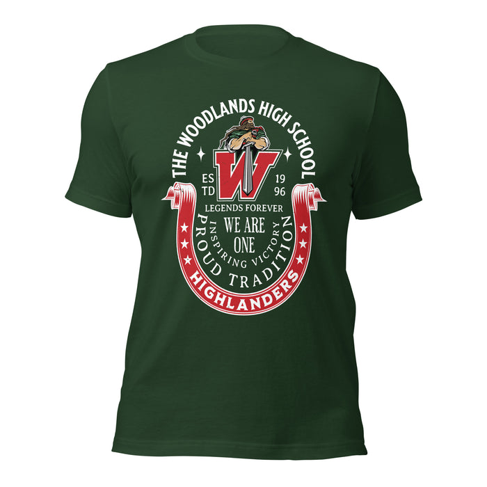 The Woodlands High School Highlanders Forest Green Premium Unisex T-shirt 229