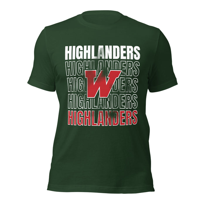 The Woodlands High School Highlanders Forest Green Premium Unisex T-shirt 233
