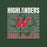 Close-up view of The Woodlands High School Highlanders Forest Green Premium Unisex T-shirt 233