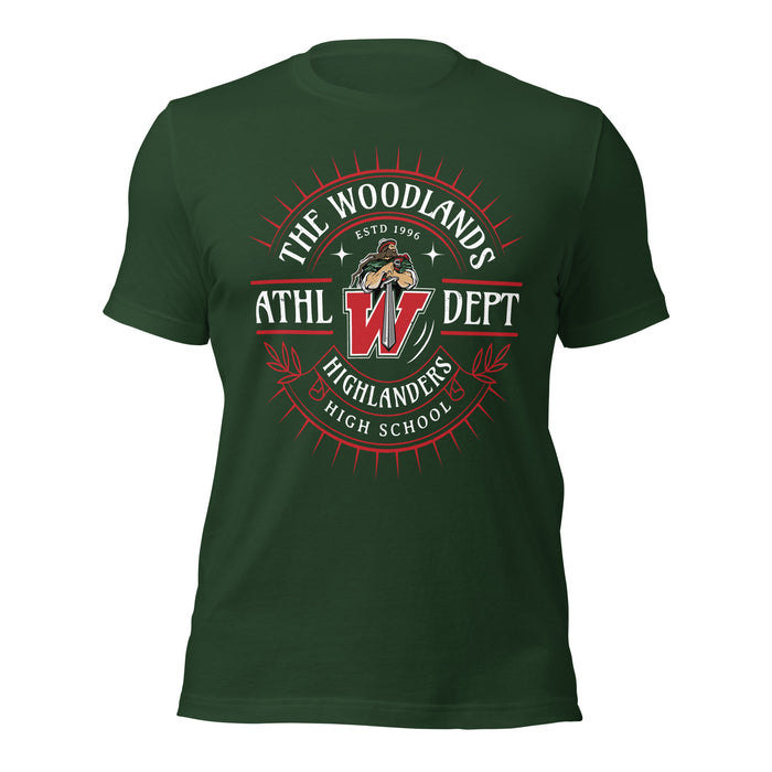 The Woodlands High School Highlanders Forest Green Premium Unisex T-shirt 201