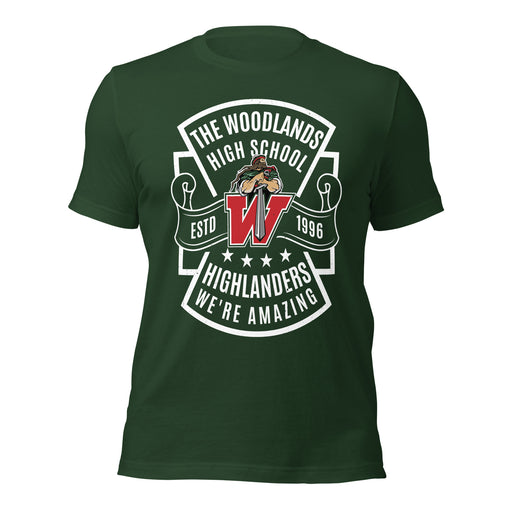 The Woodlands High School Highlanders Forest Green Premium Unisex T-shirt 207