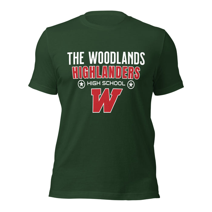 The Woodlands High School Highlanders Forest Green Premium Unisex T-shirt 003