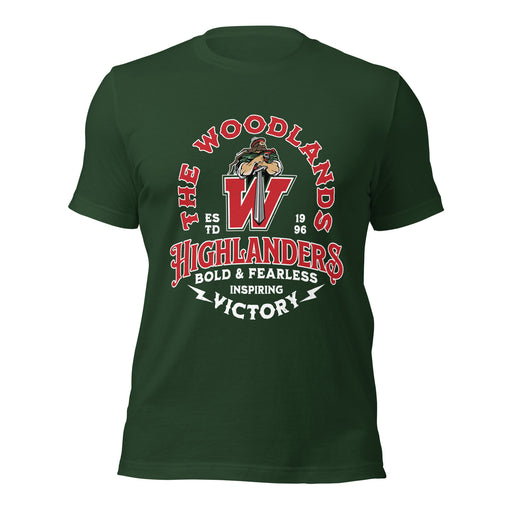 The Woodlands High School Highlanders Forest Green Premium Unisex T-shirt 206