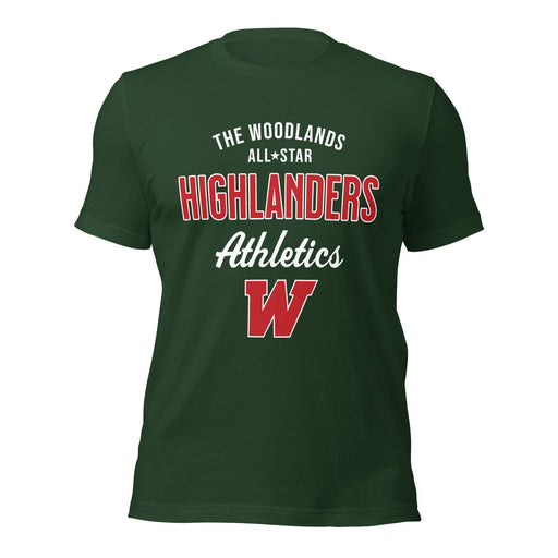 The Woodlands High School Highlanders Forest Green Premium Unisex T-shirt 034