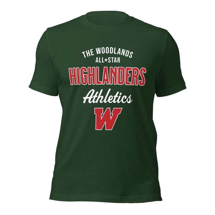 The Woodlands High School Highlanders Forest Green Premium Unisex T-shirt 034