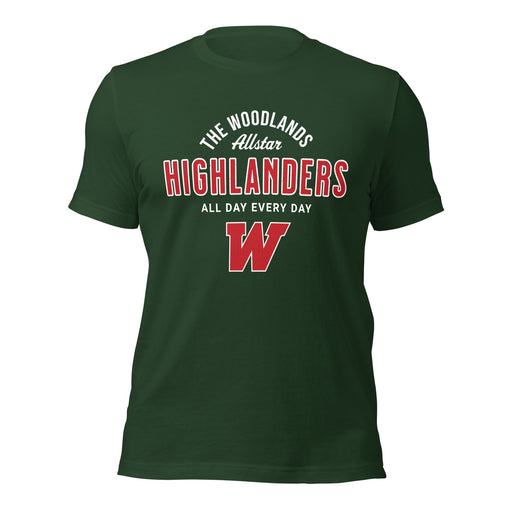 The Woodlands High School Highlanders Forest Green Premium Unisex T-shirt 040