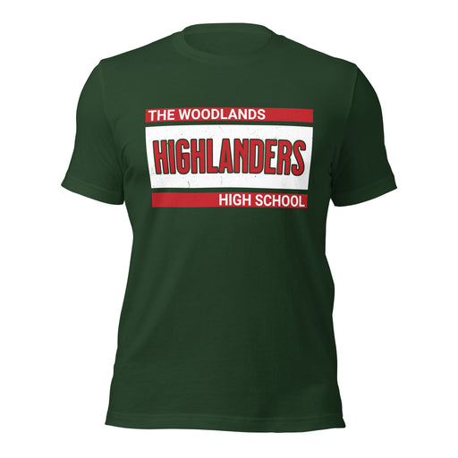 The Woodlands High School Highlanders Forest Green Premium Unisex T-shirt 098